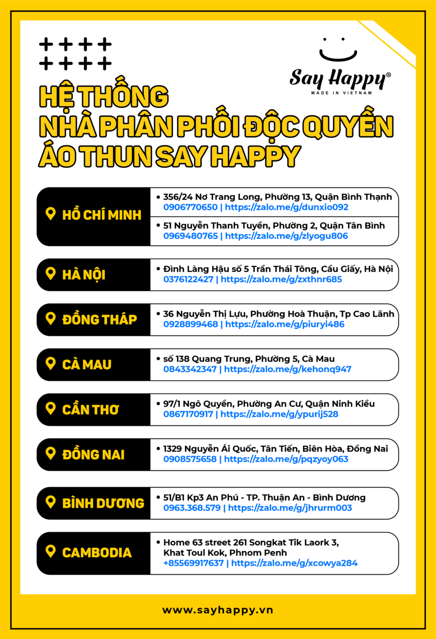 Hệ thống cửa hàng nhà phân phối độc quyền Say Happy