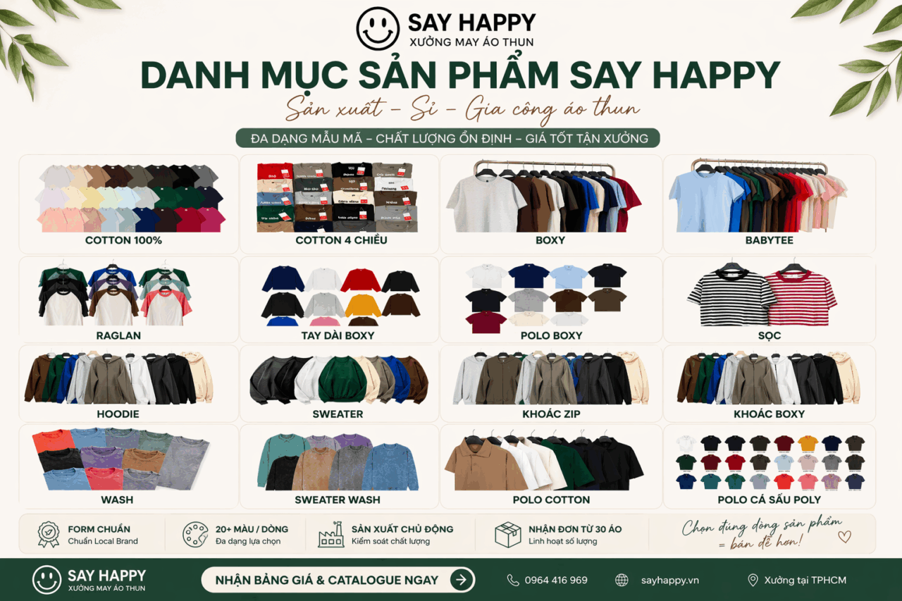 xuong ao thun say happy