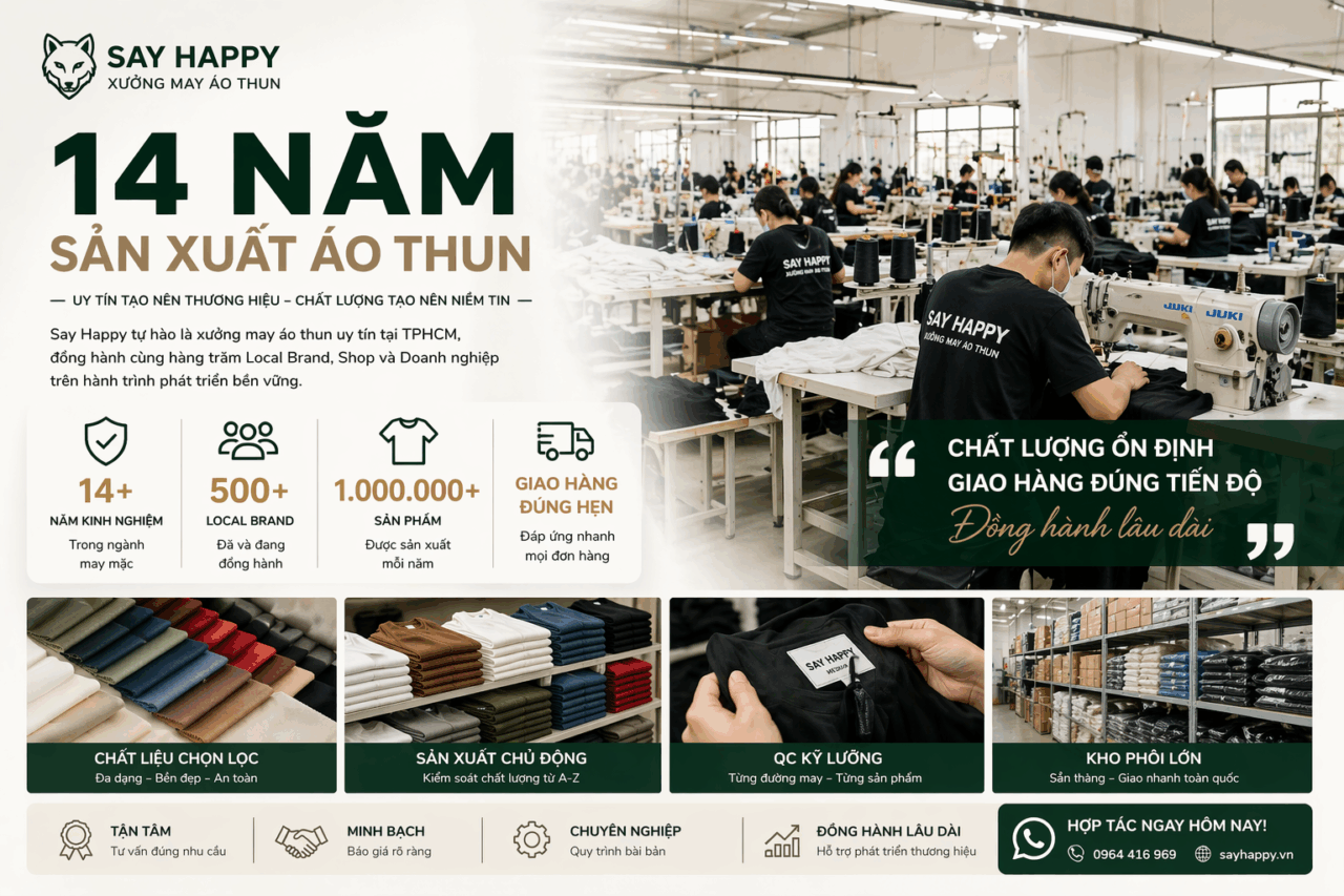 Bảng giá áo thun xưởng TPHCM Say Happy