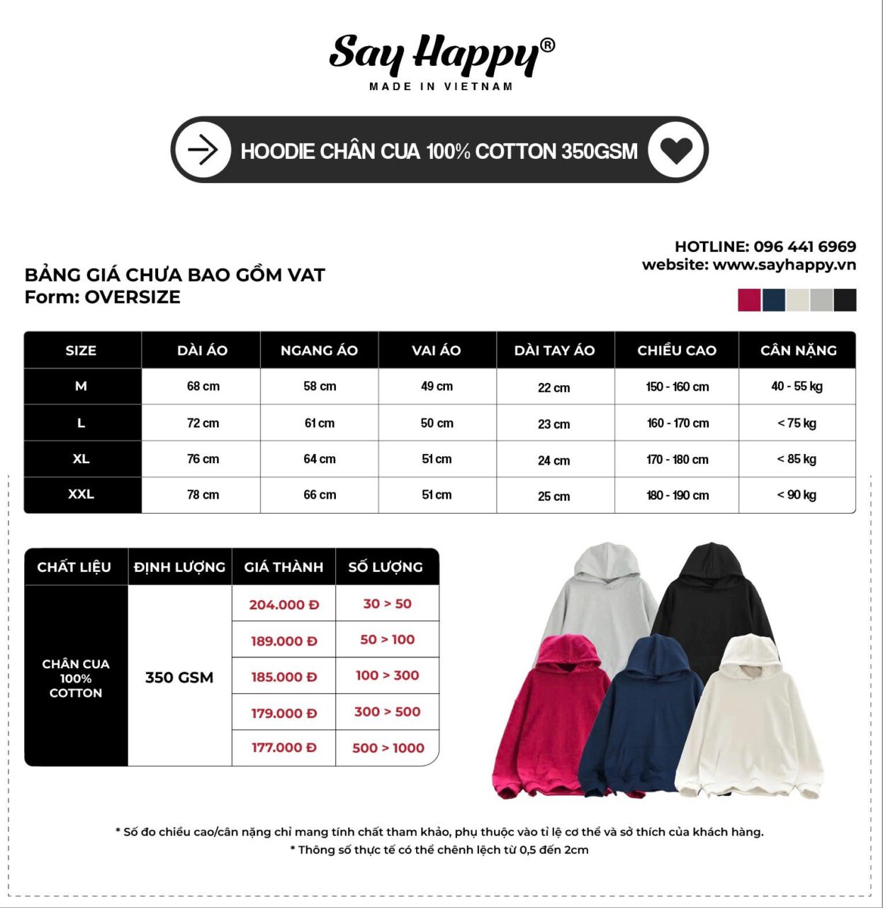 bảng giá sỉ hoodie zip 100% chân cua cotton