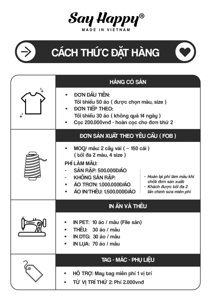Cách thức đặt hàng / cách thức lấy sỉ Say Happy