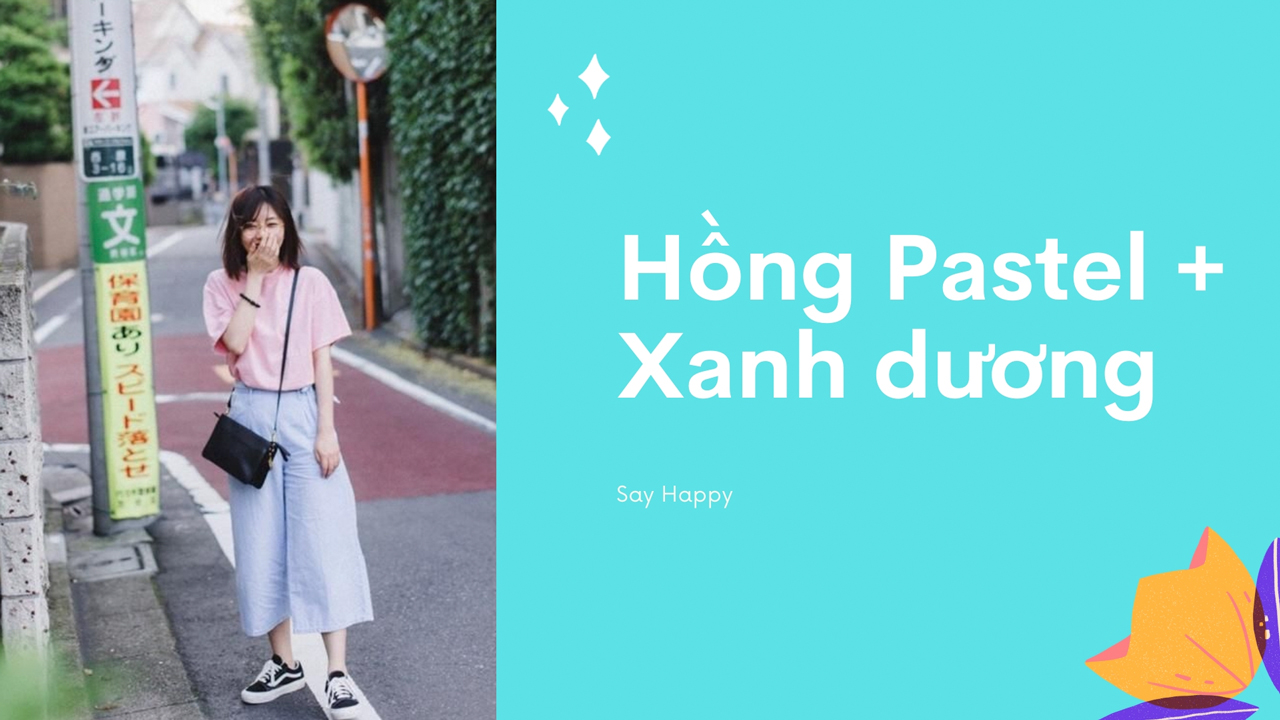 Mix hồng Pastel và xanh dương