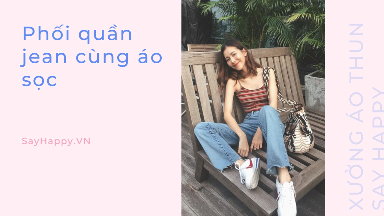 Mix jean và áo sọc
