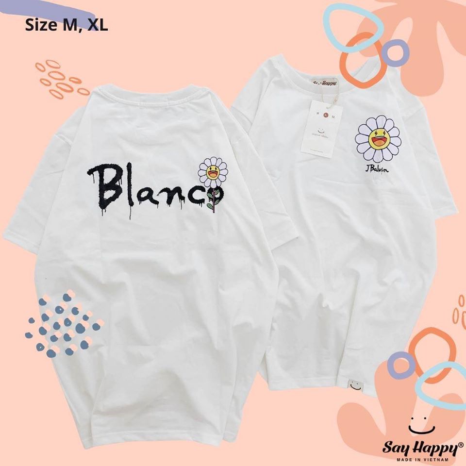 Áo blanco hoa cúc màu trắng say happy