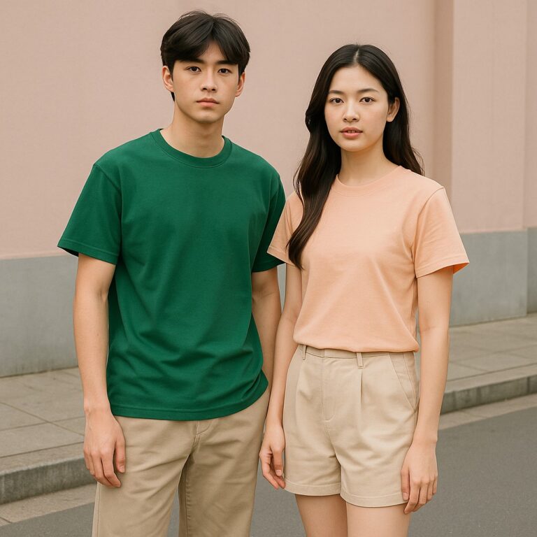 Người mẫu mặc thun Babytee Raglan 250 GSM của Say Happy