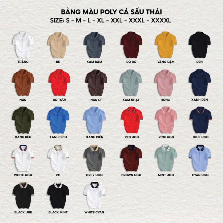 Bảng mẫu áo thun Poly Cá Sấu Say Happy