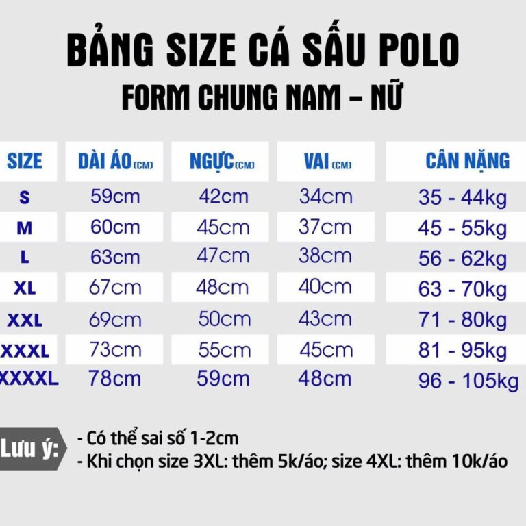 Size áo Polo Cá Sấu của Say Happy
