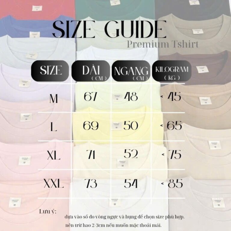 Size áo thun cao cấp Say Happy