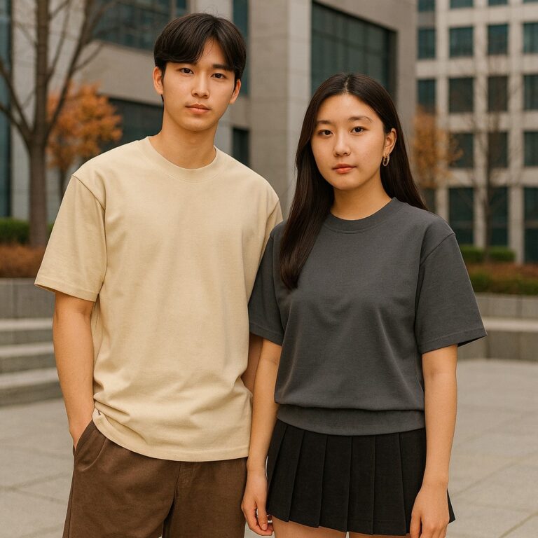 Người mẫu mặc Áo 250GSM sợi chập của Say Happy