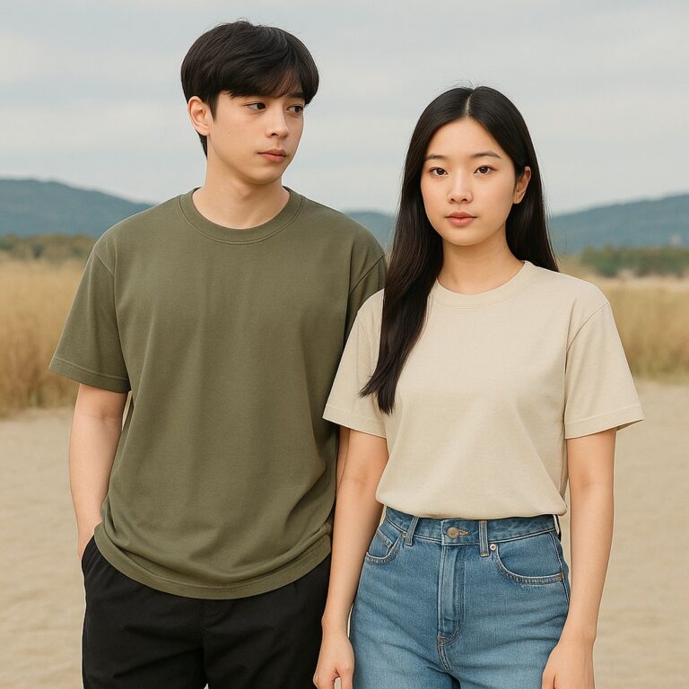 Người mẫu mặc áo Boxy sợi chập Say Happy