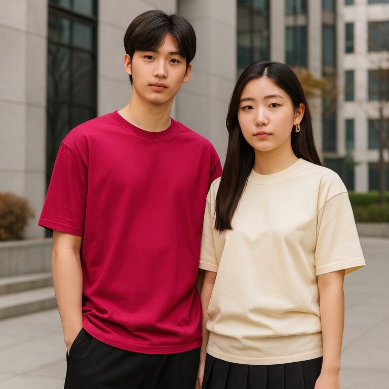 Mẫu mặc áo 230GSM sợi đơn của Say Happy