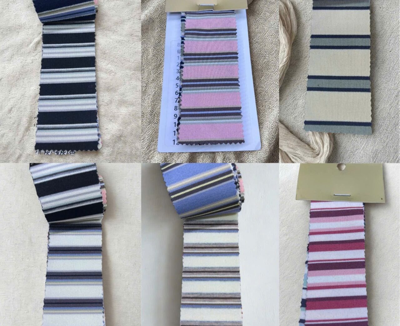 Bảng vải sọc xưởng áo thun say happy