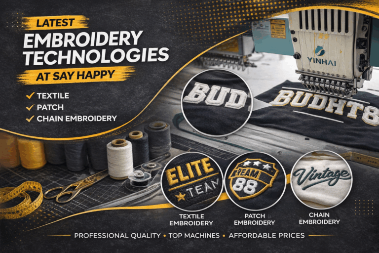 Cập nhật các công nghệ thêu mới tại Say Happy T-Shirt Factory