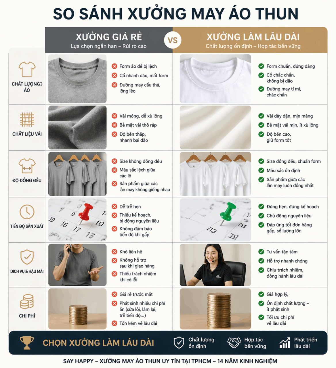 so sanh xuong may ao thun gia re va chat luong cao