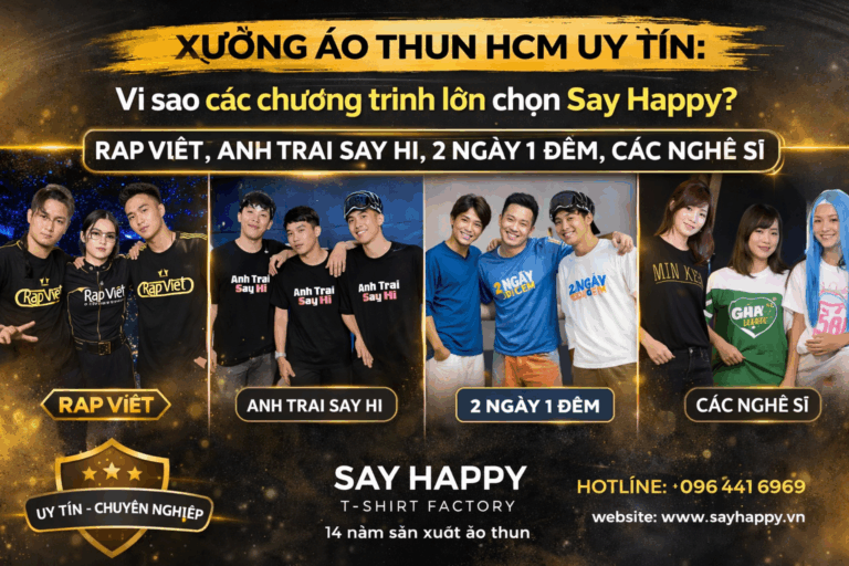 Xưởng áo thun HCM uy tín: Vì sao các chương trình lớn chọn Say Happy?