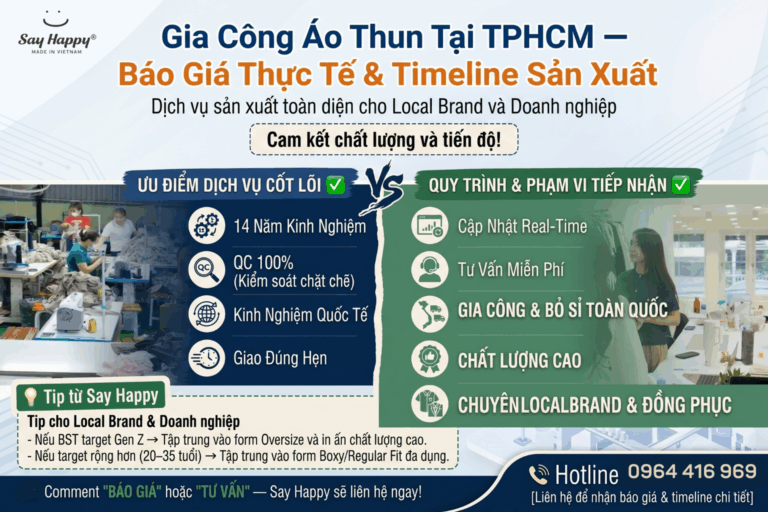 Gia Công Áo Thun Tại TPHCM — Báo Giá Thực Tế & Timeline Sản Xuất Chi Tiết 2026