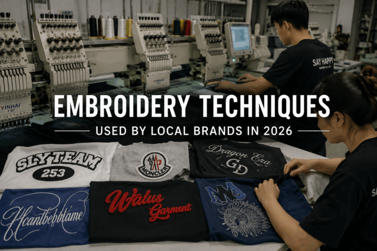 Những kỹ thuật thêu Local Brand đang sử dụng năm 2026: Không chỉ là logo trên áo